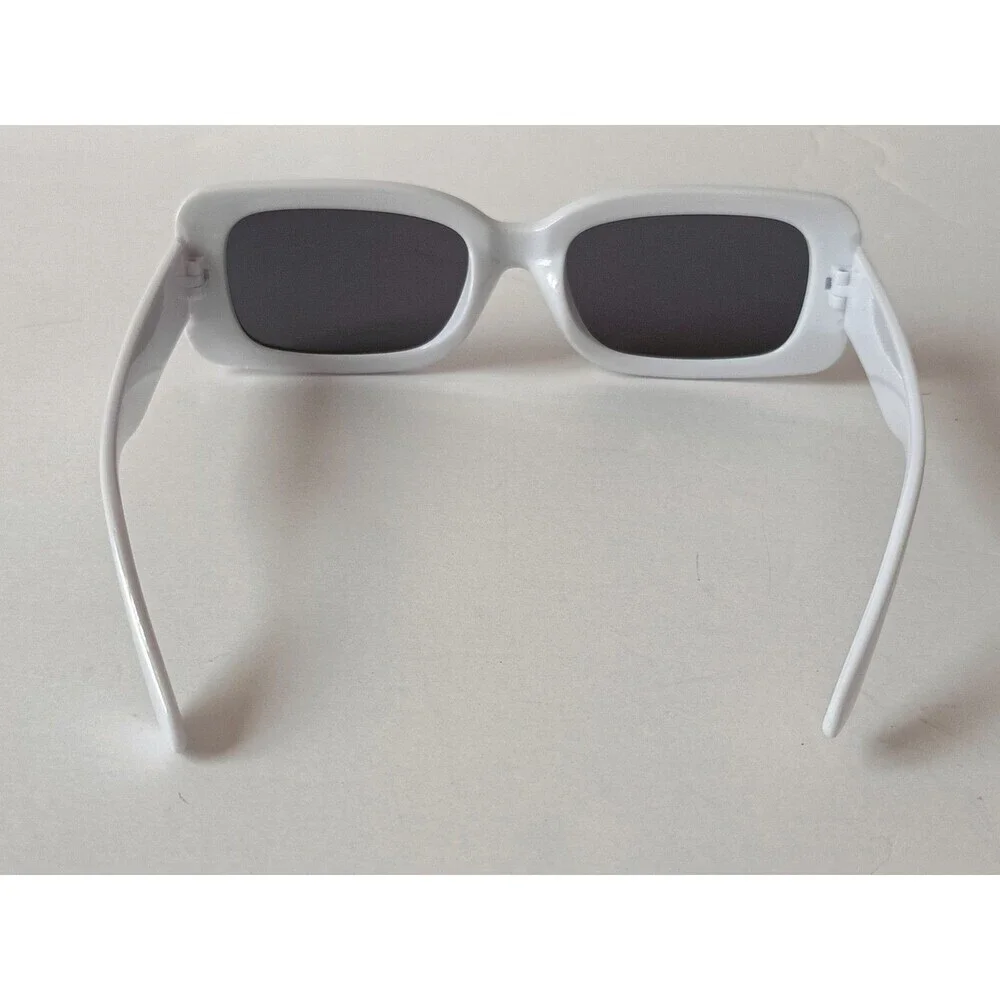 Rectangular Sunglasses White Tinted Lens Unisex